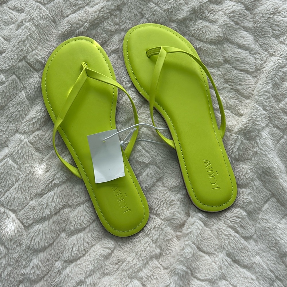 Neon yellow/green J.Crew flip flops, NWT